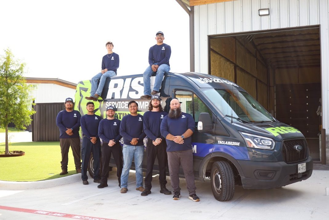 The Rise Service Company team beside a wrapped Rise service van